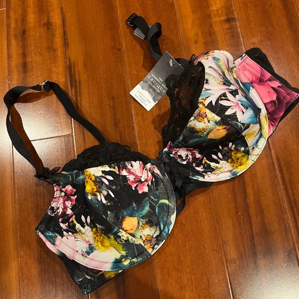 Cacique Balconette Bra Seriously Sexy Lightly Lined Floral Intimates New 40D